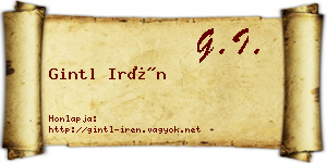 Gintl Irén névjegykártya
